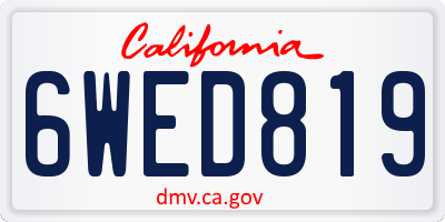 CA license plate 6WED819