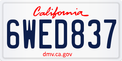 CA license plate 6WED837