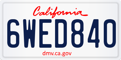 CA license plate 6WED840
