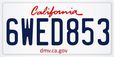 CA license plate 6WED853