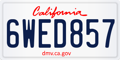 CA license plate 6WED857