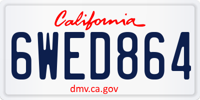 CA license plate 6WED864