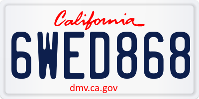 CA license plate 6WED868