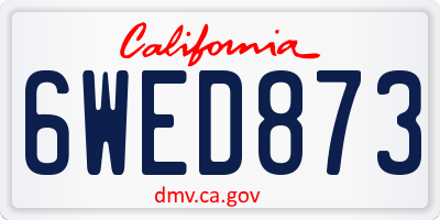 CA license plate 6WED873