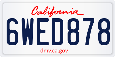 CA license plate 6WED878