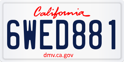 CA license plate 6WED881