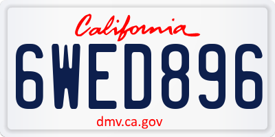CA license plate 6WED896