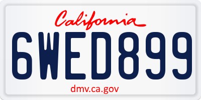 CA license plate 6WED899