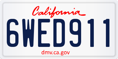 CA license plate 6WED911
