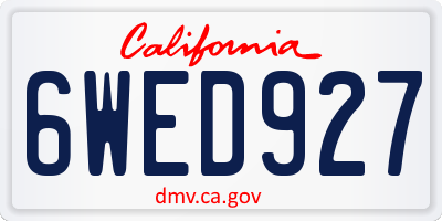 CA license plate 6WED927