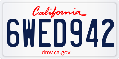 CA license plate 6WED942