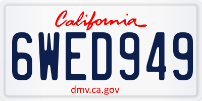 CA license plate 6WED949