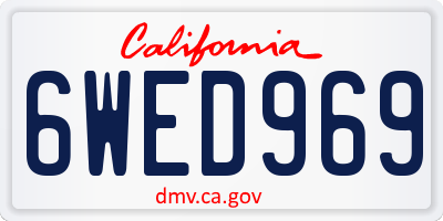 CA license plate 6WED969