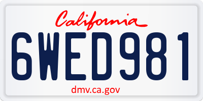 CA license plate 6WED981