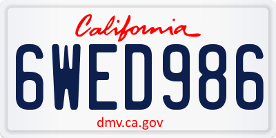CA license plate 6WED986
