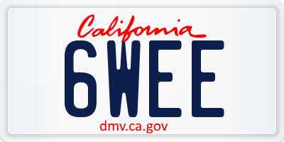 CA license plate 6WEE