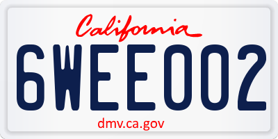CA license plate 6WEE002