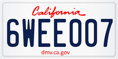 CA license plate 6WEE007