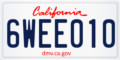 CA license plate 6WEE010