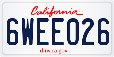 CA license plate 6WEE026