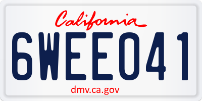 CA license plate 6WEE041