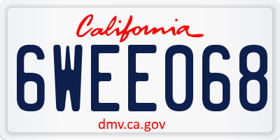 CA license plate 6WEE068