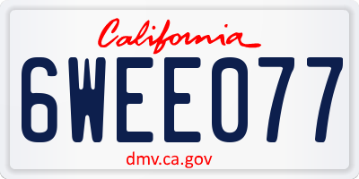 CA license plate 6WEE077