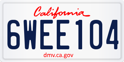 CA license plate 6WEE104