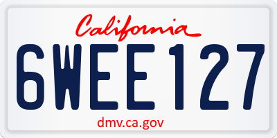 CA license plate 6WEE127
