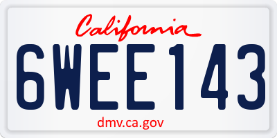 CA license plate 6WEE143