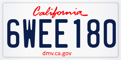 CA license plate 6WEE180