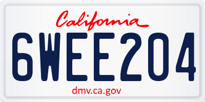 CA license plate 6WEE204