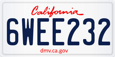 CA license plate 6WEE232