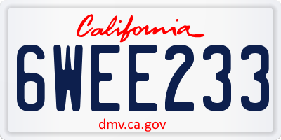 CA license plate 6WEE233