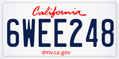 CA license plate 6WEE248