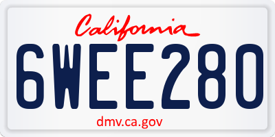 CA license plate 6WEE280