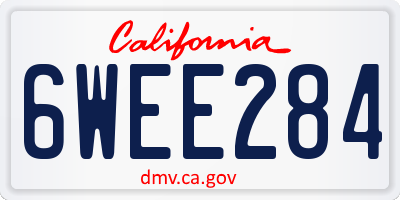 CA license plate 6WEE284
