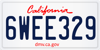 CA license plate 6WEE329
