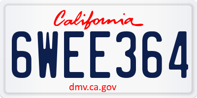 CA license plate 6WEE364