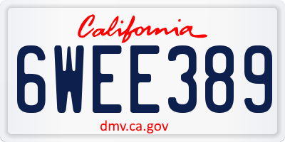 CA license plate 6WEE389