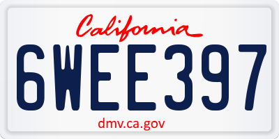 CA license plate 6WEE397