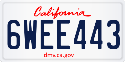 CA license plate 6WEE443
