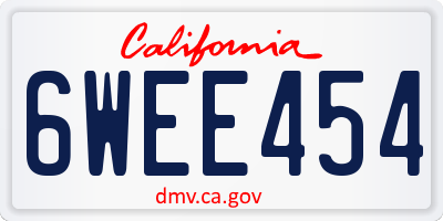 CA license plate 6WEE454