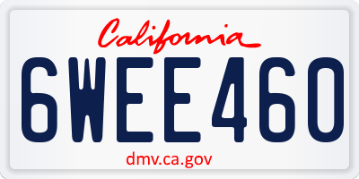 CA license plate 6WEE460