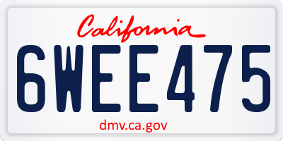 CA license plate 6WEE475