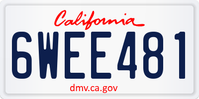CA license plate 6WEE481