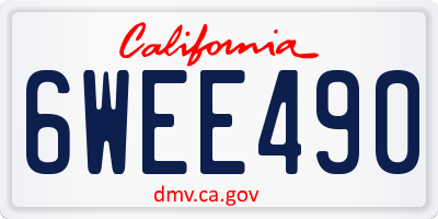 CA license plate 6WEE490