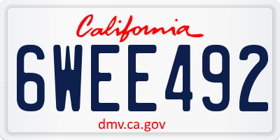 CA license plate 6WEE492