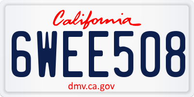 CA license plate 6WEE508