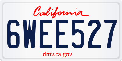 CA license plate 6WEE527